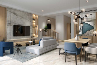 A modern townhouse with five bedrooms.